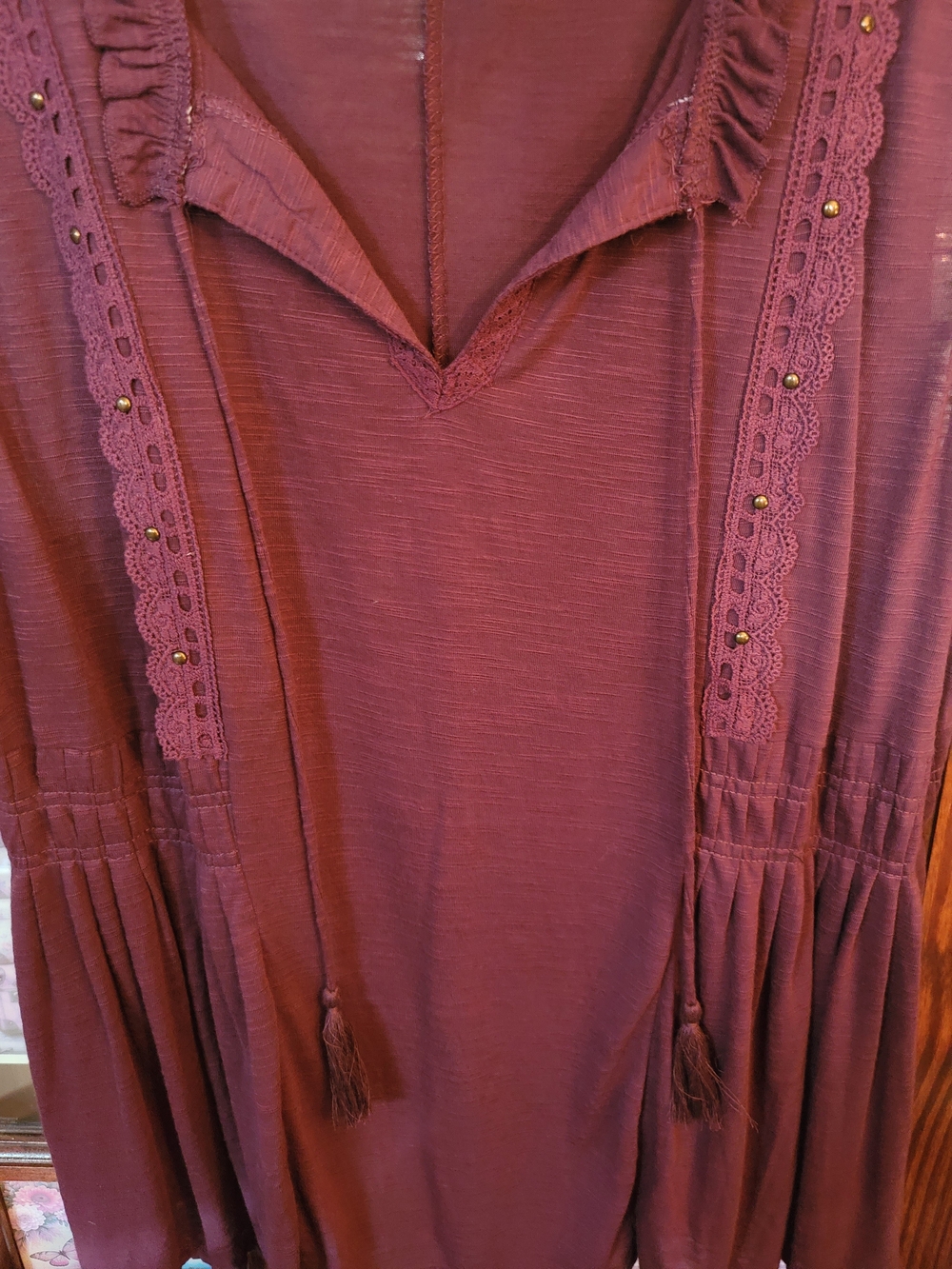 Terra & Sky Burgundy Lace-Trim Tank Top - Picture 2 of 6